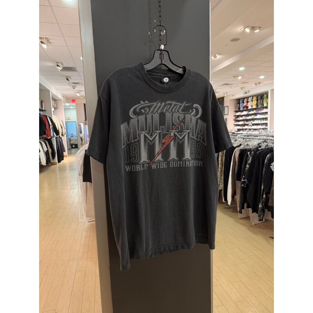 Y2K Metal Mulisha Worldwide Domination Vintage 99 Black Band Tee Jersey Shirt